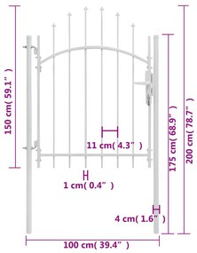 Portão de jardim 1x2 m aço branco