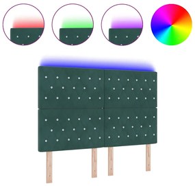 Cabeceira LED Verde Escuro 80 cm com Veludo