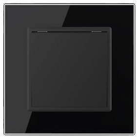 Interruptor com 1 botão, Moldura frente preto vidro temperado