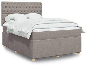 vidaXL Cama com molas/colchão 140x200 cm tecido castanho-acinzentado