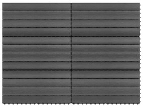 49056 vidaXL Ladrilhos 60x30 cm 6 pcs 1m² WPC cinzento