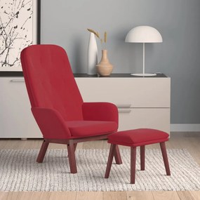 vidaXL Cadeira de descanso com banco p/ pés veludo vermelho tinto