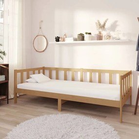 vidaXL Sofá-cama 90x200 cm madeira de pinho maciça castanho mel