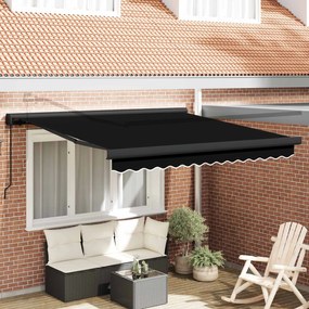 vidaXL Toldo Retrátil Preto 300 x 250 cm Tecido e Metal