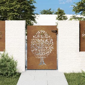 vidaXL Portão de jardim 85x150 cm aço corten design árvore