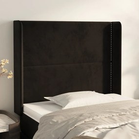 Cabeceira de cama c/ abas veludo 83x16x118/128 cm preto