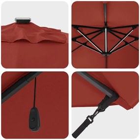 Guarda-Sol Roma Cantilever com LEDs Terracota 352x251x265 cm - Alumíni