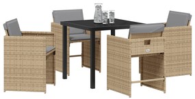 Conjunto de Jantar de Jardim vidaXL com Almofadas Bege em Rattan Polié