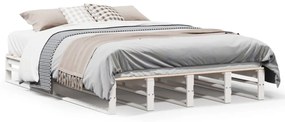 Cama sem colchão 120x190 cm madeira de pinho maciça branco