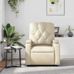 Poltrona de massagens reclinável couro artificial cor creme