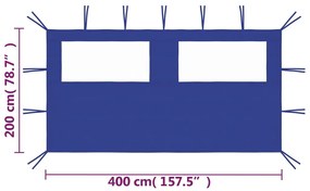 Paredes laterais para gazebo com janelas 4x2 azul
