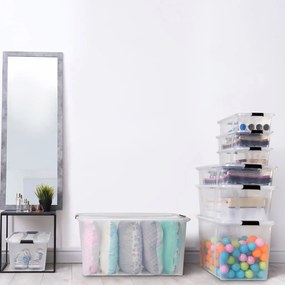 151905 vidaXL Caixas de arrumação com tampas 2 pcs 55 L transparente