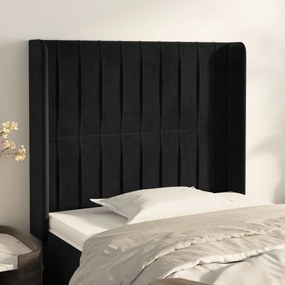 Cabeceira de cama c/ abas veludo 93x16x118/128 cm preto