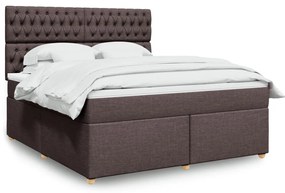 vidaXL Cama com molas/colchão 180x200 cm tecido castanho-escuro