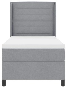 Cama Box com Colchão e Luz LED Cinza Claro 90x200 cm