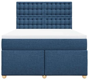 Cama com molas/colchão 140x190 cm tecido azul