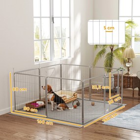 Parque para cães, recinto para cães com 8 painéis 80 cm de altura, modular e dobrável, em aço, com porta, para cachorros, para interior e exterior, pr
