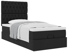Cama otomana com colchão 90x200 cm tecido preto