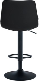 Banco de bar Jerry em couro sintético com estrutura preta 87-108,5 x 43 x 46,5 cm Preto