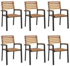 Conj. jantar p/ jardim 7 pcs madeira de acácia maciça e metal