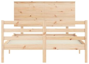 Estrutura de cama com cabeceira 140x200 cm madeira maciça