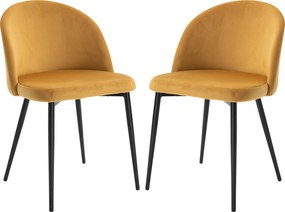 Conjunto de 2 cadeiras de jantar e de cozinha (MESA NÃO INCLUIDA) de estilo escandinavo,  estofadas em veludo com pés cónicos em metal, para sala de e