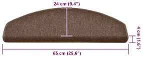 Tapetes de escada 30 pcs 65x24x4 cm castanho