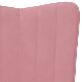 Cadeira de descanso com banco veludo rosa