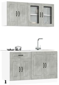 4 peças armário de cozinha conjunto Kalmar concreto cinza