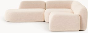 Sofá de canto modular em bouclé com chaise longue Wolke (4 lugares)