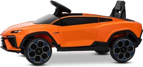 Carro elétrico para crianças Lamborghini Lanzador 12V com licença, bateria de lítio, luzes LED, controle remoto Laranja