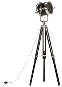 vidaXL Candeeiro de chão tripé 171 cm madeira mangueira maciça preto
