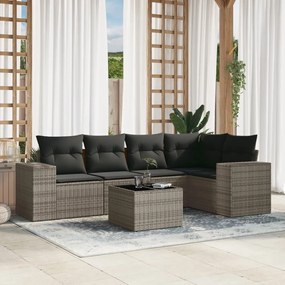 vidaXL 6 pcs conjunto sofás de jardim com almofadões vime cinzento