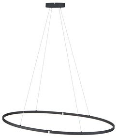Candeeiro suspenso de design preto oval 120cm incl. LED regulável em 3 níveis - Ovallo