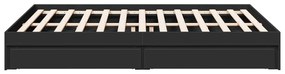 Estrutura de cama c/ gavetas 150x200 cm derivados madeira preto