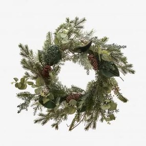 Corona Decorativa De Natal Ø50 Cm Em Rattan Com Pinhas Eirwen Erva Verde - Sklum