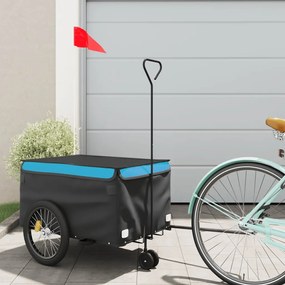 vidaXL Reboque para bicicleta 30 kg ferro preto e azul