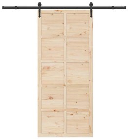 Porta Deslizante Castanho 90 x 208 cm Madeira de pinho maciça