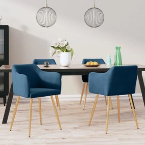 vidaXL Cadeiras de jantar 4 pcs veludo azul