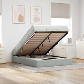 vidaXL Estrutura de cama otomana com colchão 140x190 cm cinzento claro