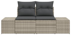Sofá de Jardim 2 Lugares com Almofadas Cinza Rattan Poliéster