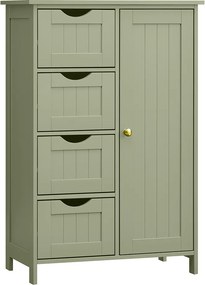 Armário de casa de banho 4 gavetas 30 x 55 x 82 cm verde floresta
