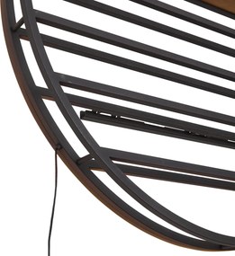 Candeeiro de Parede Moderno Preto com Madeira Redonda Incl. LED - Wine Rack