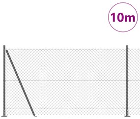 Cerca de Cadeia com 7 Postes Flangiados 1.2x10 m Aço Galvanizado