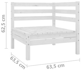 Sofá de 2 lugares para jardim pinho maciço branco