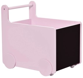 HOMCOM Caixa de Armazenamento de Brinquedos Infantil com Rodas Alça e 2 Lousas Baú de Armazenamento para Habitação de Crianças Escola Infantil Sala de Jogos 47x35x45,5cm Rosa