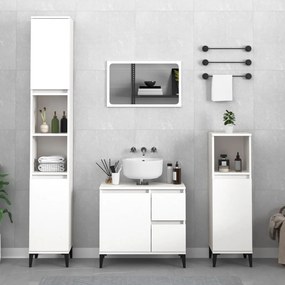 vidaXL 3 pcs conjunto móveis casa de banho madeira processada branco