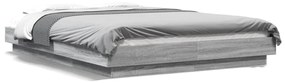 Estrutura de cama c/ luzes LED derivados madeira cinza sonoma