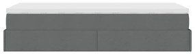 Estrutura cama otomana colchão 90x200 cm tecido cinzento escuro