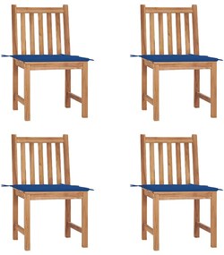 vidaXL Cadeiras de jardim c/ almofadões 4 pcs madeira de teca maciça